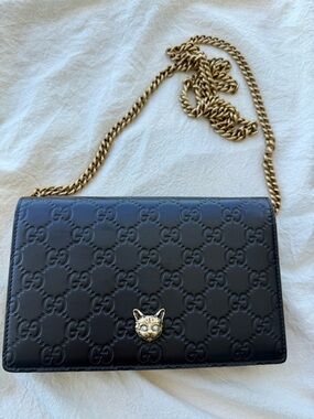 Gucci Signature Crystal Cat Wallet on Chain
